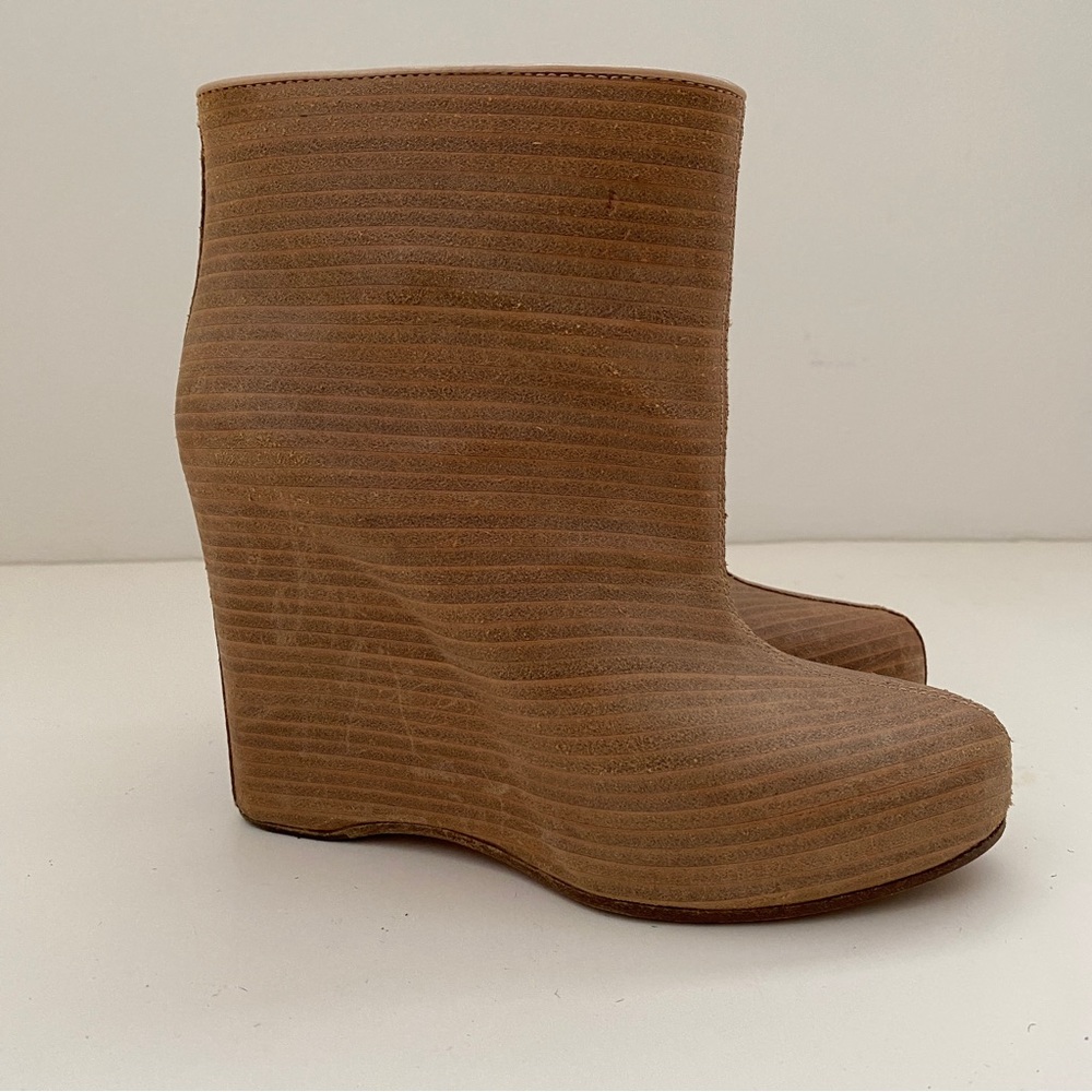 Maison Martin Margiela RARE Wood Look Wedge Ankle Boots